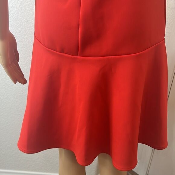H&M Dress Size Small Red Black Gold Zipper Sleeveless Ruffled Bottom Mini - Picture 8 of 12